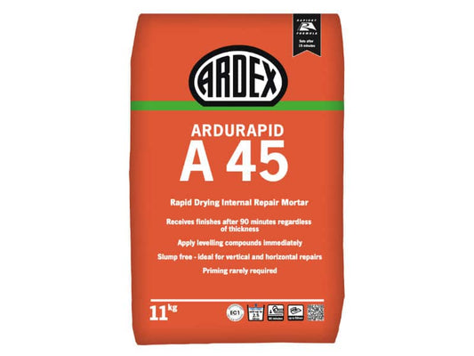 Ardex Ardurapid A45 Rapid Drying And Hardening Internal Repair Mortar 11kg Bag