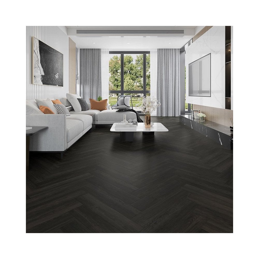 Premium LVT Herringbone Antiquia Charcoal Oak - £21.99 Per m²